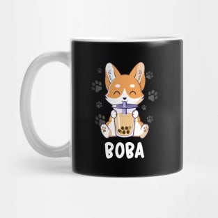 Cute Corgi Puppy Drinking Boba Kawaii Bubble Tea Mug